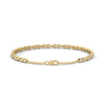 Round Brilliant Cut Lab-Grown Diamond Bezel Chain Tennis Bracelet in Yellow Gold