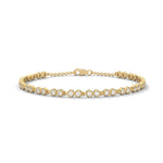 Round Brilliant Cut Lab-Grown Diamond Bezel Chain Tennis Bracelet in Yellow Gold