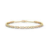 Round Brilliant Cut Lab-Grown Diamond Bezel Chain Tennis Bracelet in Yellow Gold