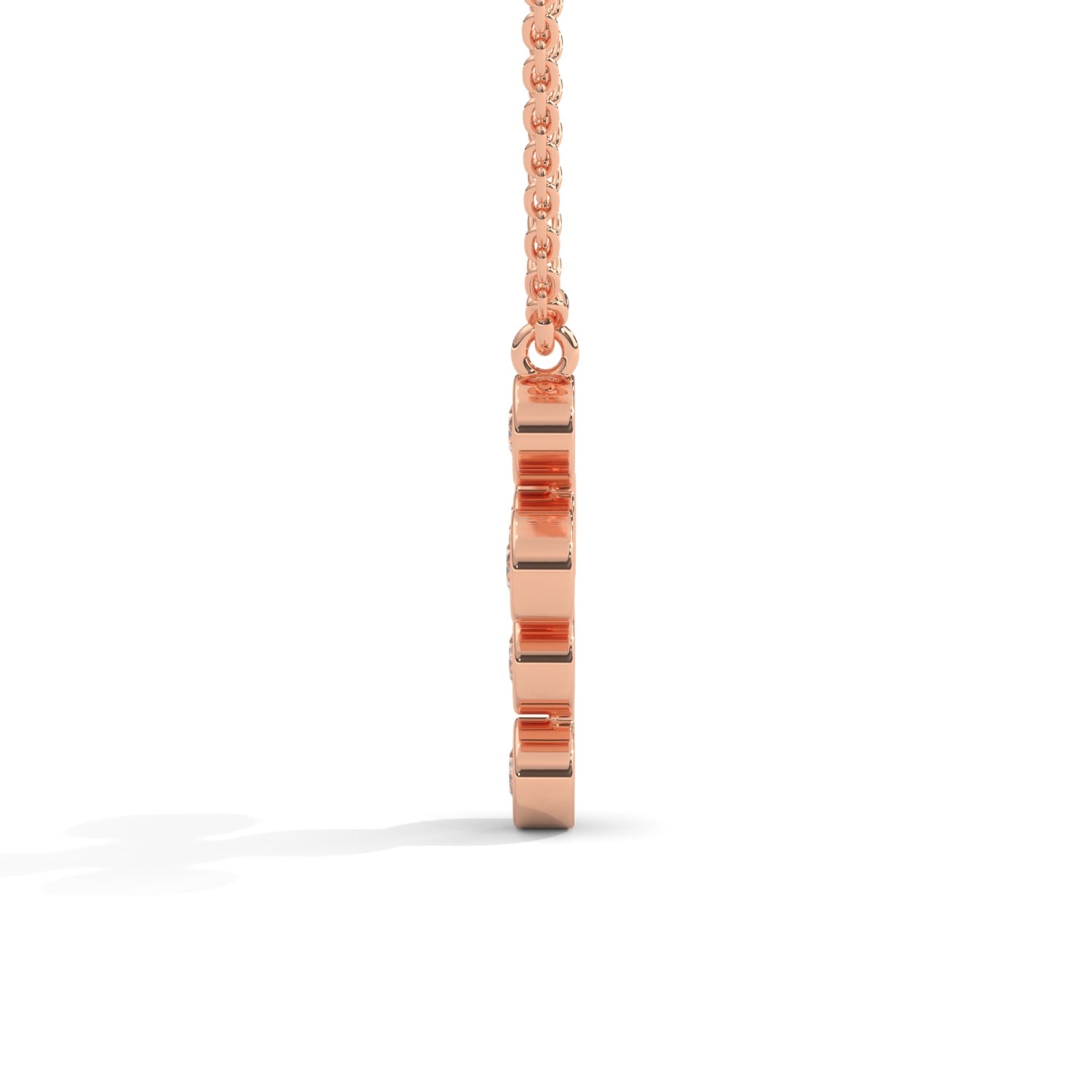 Round Brilliant Cut Lab-Grown Diamond Bezel Cross Pendant in Rose Gold