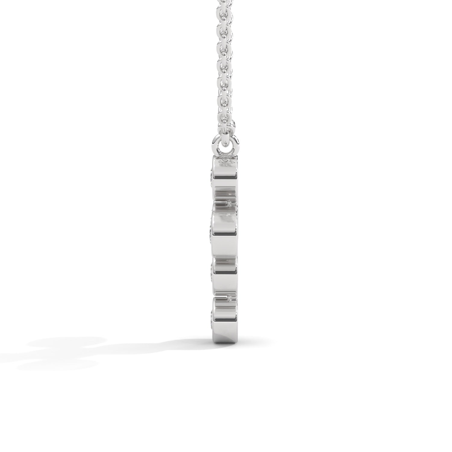 Round Brilliant Cut Lab-Grown Diamond Bezel Cross Pendant in White Gold