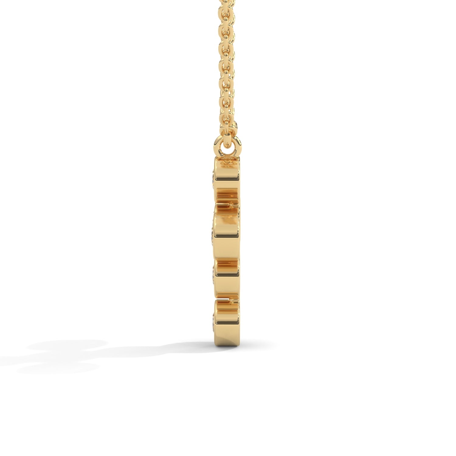 Round Brilliant Cut Lab-Grown Diamond Bezel Cross Pendant in Yellow Gold