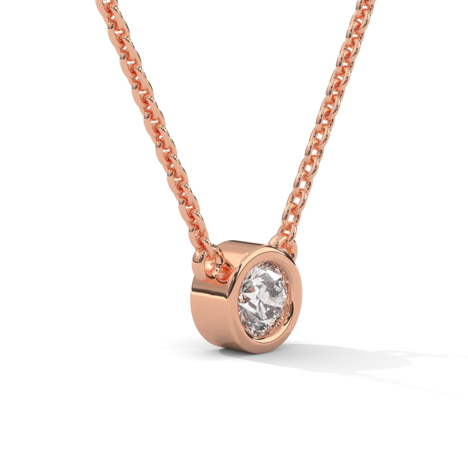 Round Brilliant Cut Lab-Grown Diamond Bezel Pendant in Rose Gold