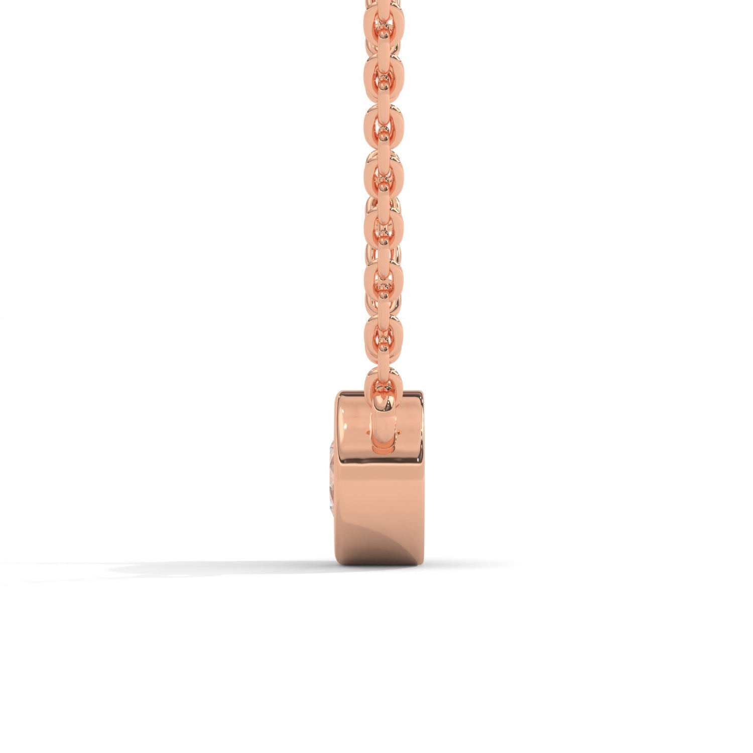 Round Brilliant Cut Lab-Grown Diamond Bezel Pendant in Rose Gold