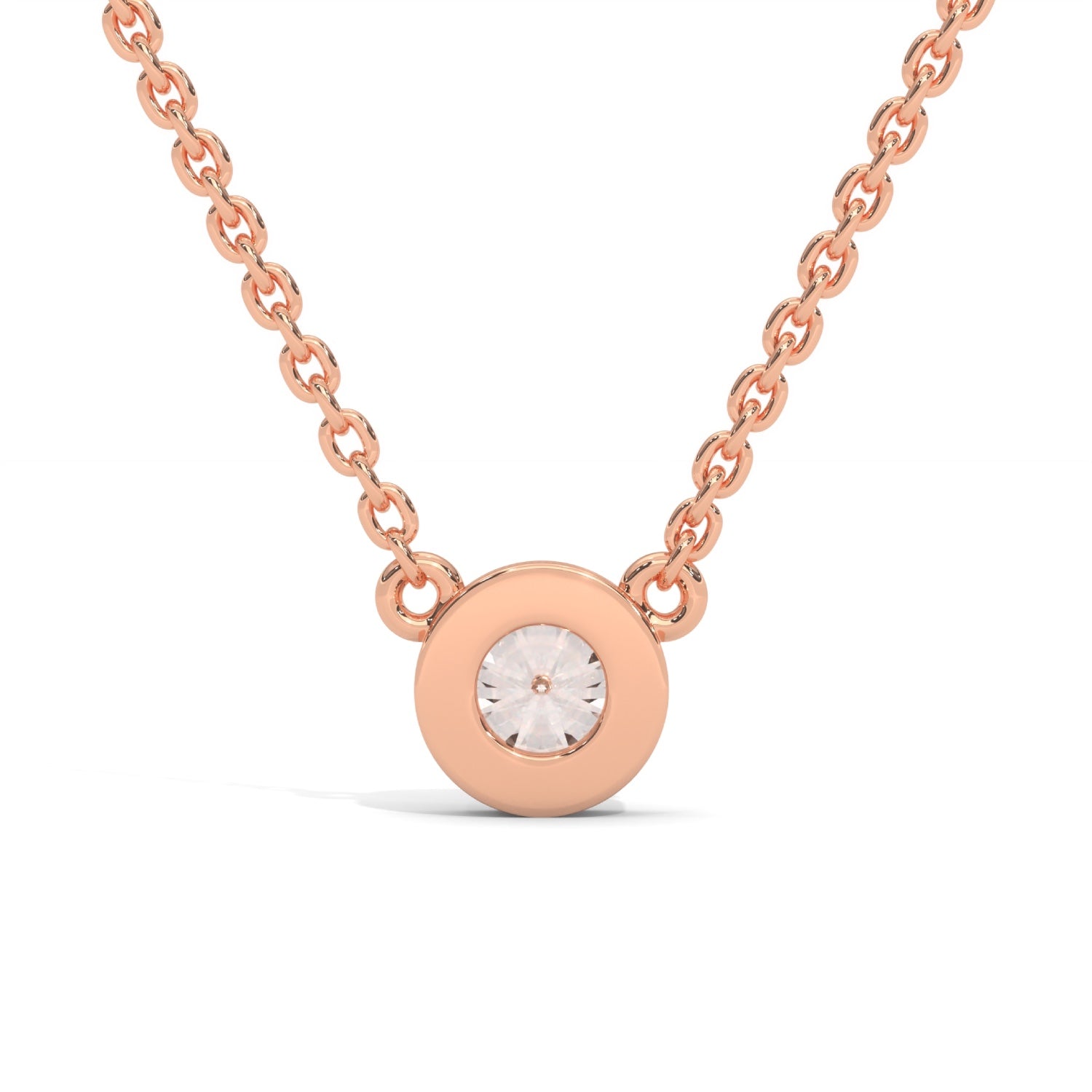 Round Brilliant Cut Lab-Grown Diamond Bezel Pendant in Rose Gold