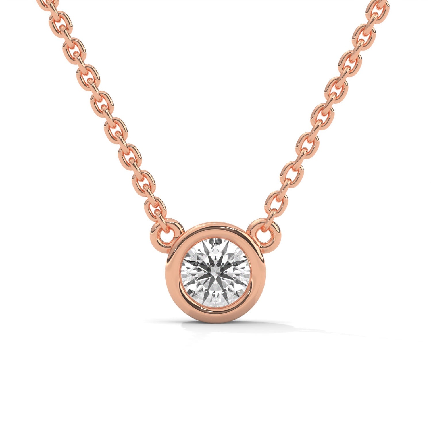 Round Brilliant Cut Lab-Grown Diamond Bezel Pendant in Rose Gold