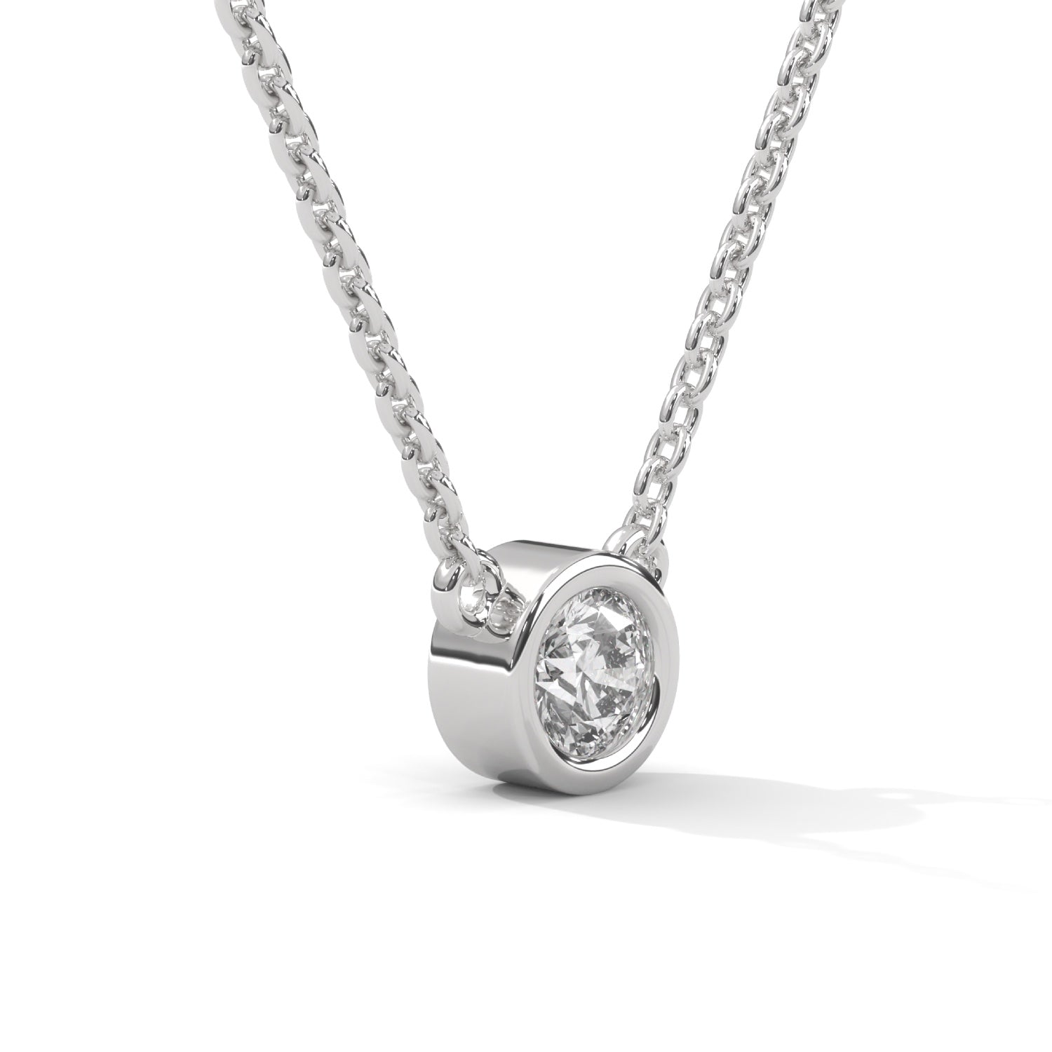 Round Brilliant Cut Lab-Grown Diamond Bezel Pendant in White Gold