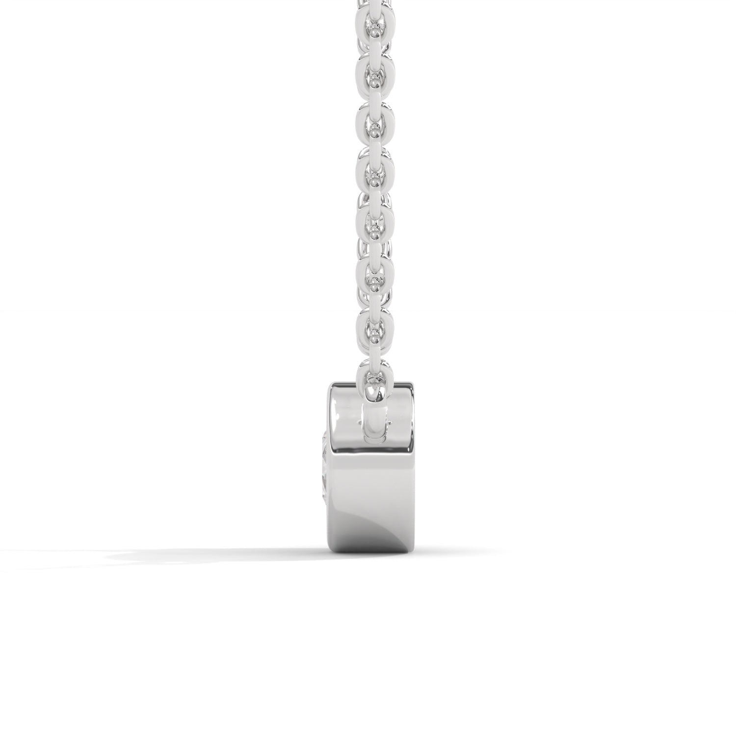 Round Brilliant Cut Lab-Grown Diamond Bezel Pendant in White Gold