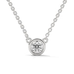 Round Brilliant Cut Lab-Grown Diamond Bezel Pendant in White Gold