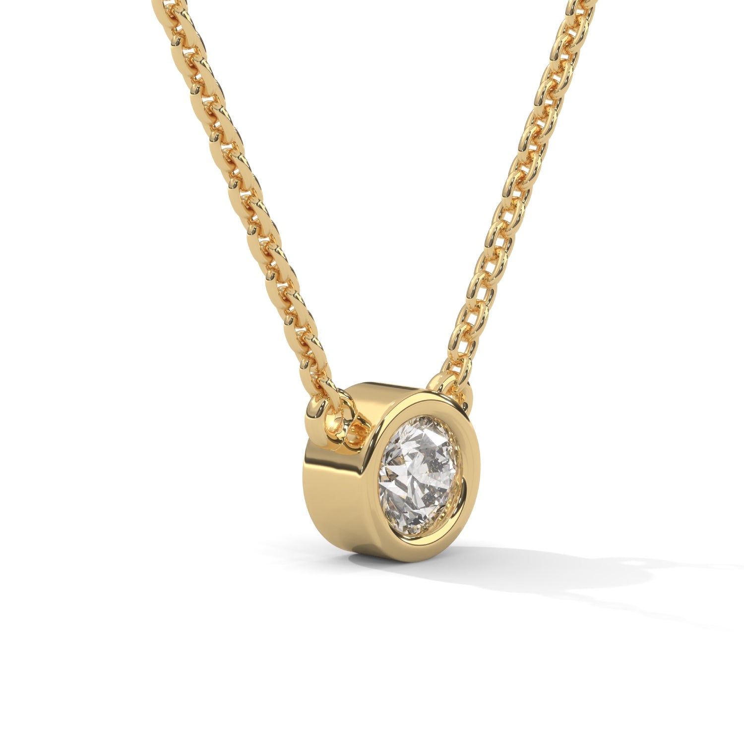 Round Brilliant Cut Lab-Grown Diamond Bezel Pendant in Yellow Gold