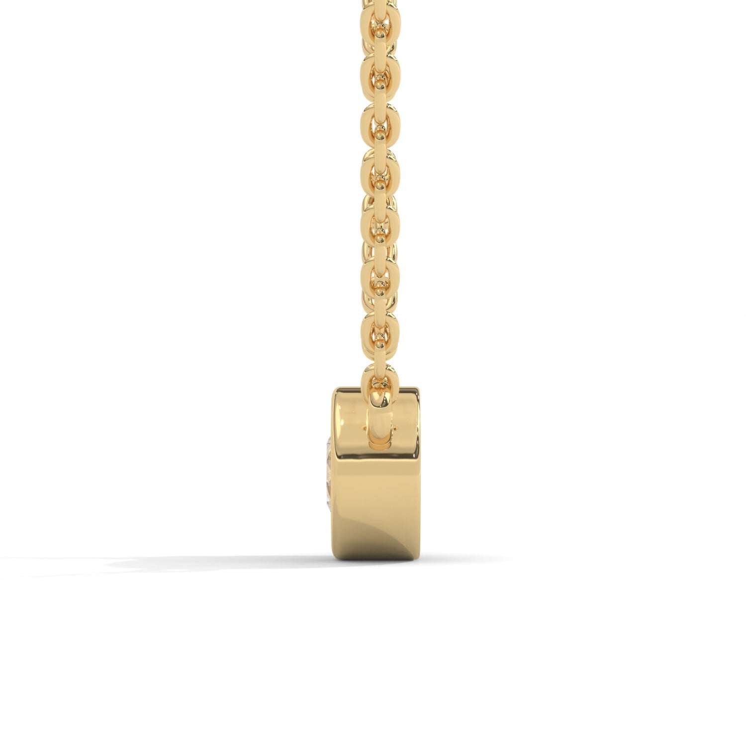 Round Brilliant Cut Lab-Grown Diamond Bezel Pendant in Yellow Gold