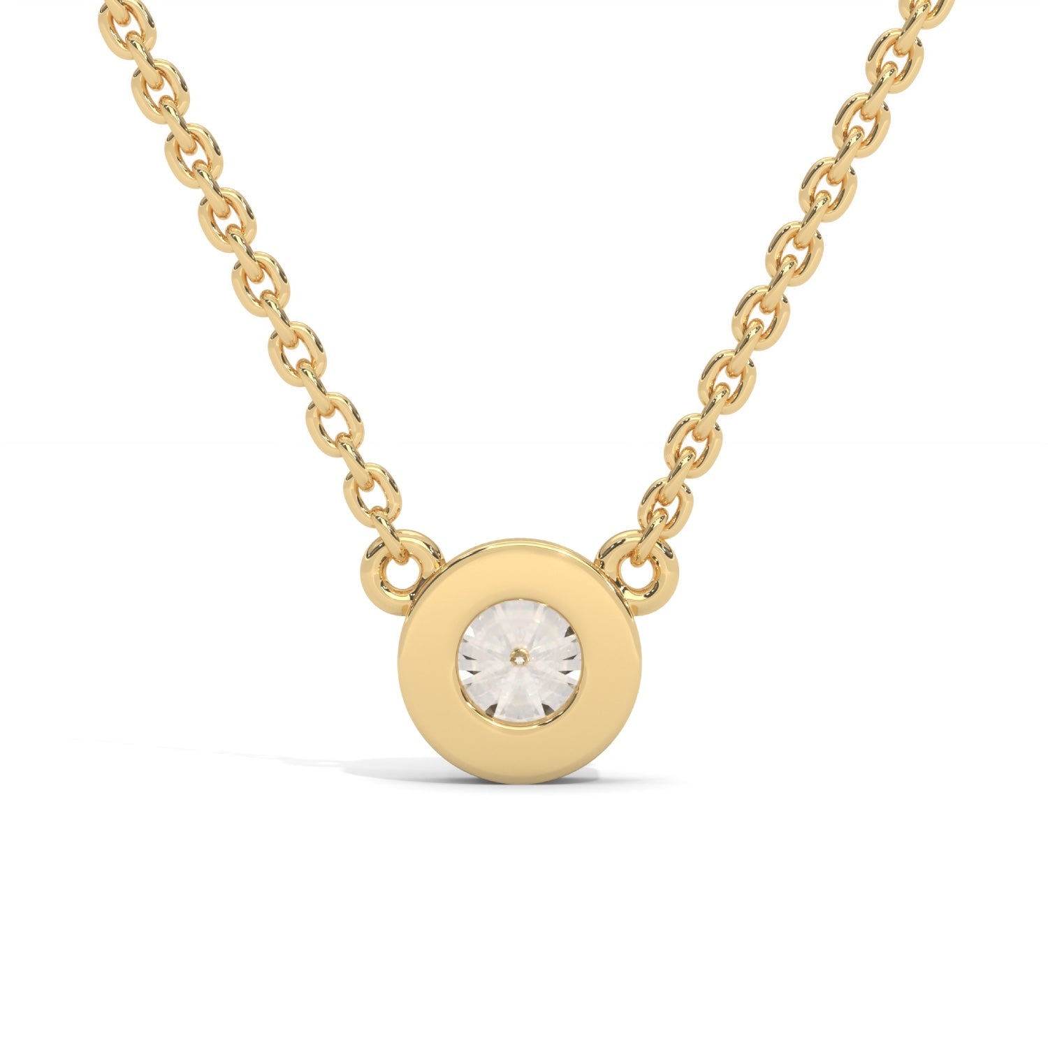 Round Brilliant Cut Lab-Grown Diamond Bezel Pendant in Yellow Gold
