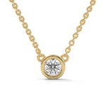 Round Brilliant Cut Lab-Grown Diamond Bezel Pendant in Yellow Gold