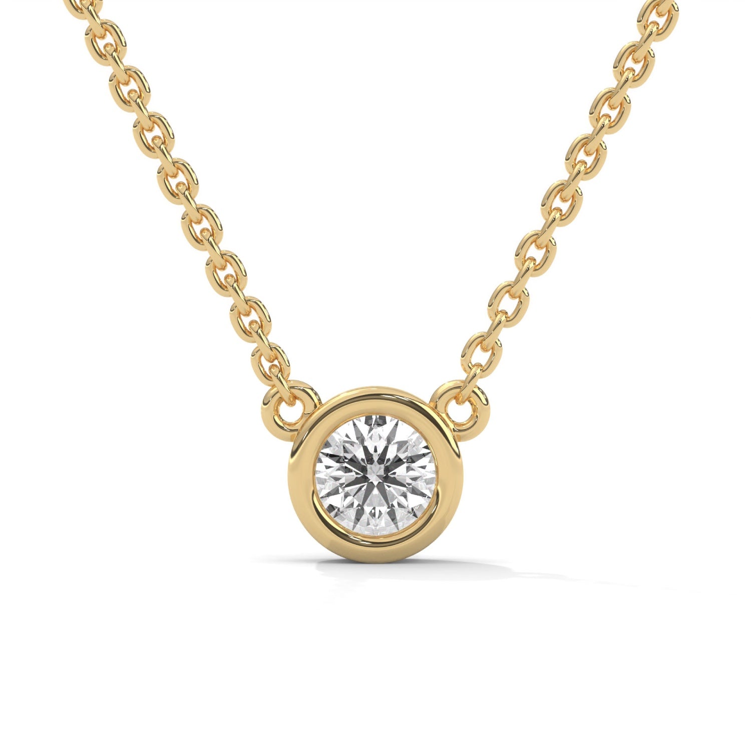 Round Brilliant Cut Lab-Grown Diamond Bezel Pendant in Yellow Gold