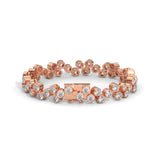 Round Brilliant Cut Lab-Grown Diamond Bezel Set Cluster Tennis Bracelet in Rose Gold