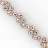 Round Brilliant Cut Lab-Grown Diamond Bezel Set Cluster Tennis Bracelet in Rose Gold