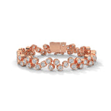 Round Brilliant Cut Lab-Grown Diamond Bezel Set Cluster Tennis Bracelet in Rose Gold
