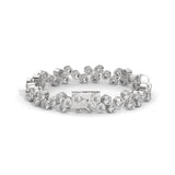 Round Brilliant Cut Lab-Grown Diamond Bezel Set Cluster Tennis Bracelet in White Gold