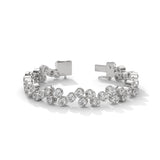 Round Brilliant Cut Lab-Grown Diamond Bezel Set Cluster Tennis Bracelet in White Gold