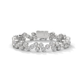 Round Brilliant Cut Lab-Grown Diamond Bezel Set Cluster Tennis Bracelet in White Gold
