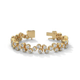 Round Brilliant Cut Lab-Grown Diamond Bezel Set Cluster Tennis Bracelet in Yellow Gold