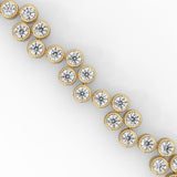 Round Brilliant Cut Lab-Grown Diamond Bezel Set Cluster Tennis Bracelet in Yellow Gold
