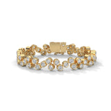 Round Brilliant Cut Lab-Grown Diamond Bezel Set Cluster Tennis Bracelet in Yellow Gold