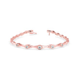 Round Brilliant Cut Lab-Grown Diamond Bezel Station Tennis Bracelet in Rose Gold