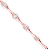 Round Brilliant Cut Lab-Grown Diamond Bezel Station Tennis Bracelet in Rose Gold