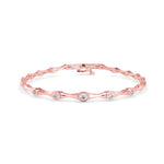 Round Brilliant Cut Lab-Grown Diamond Bezel Station Tennis Bracelet in Rose Gold