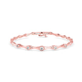 Round Brilliant Cut Lab-Grown Diamond Bezel Station Tennis Bracelet in Rose Gold