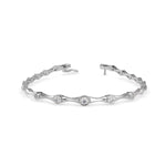 Round Brilliant Cut Lab-Grown Diamond Bezel Station Tennis Bracelet in White Gold