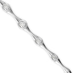Round Brilliant Cut Lab-Grown Diamond Bezel Station Tennis Bracelet in White Gold