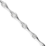 Round Brilliant Cut Lab-Grown Diamond Bezel Station Tennis Bracelet in White Gold