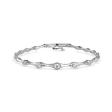 Round Brilliant Cut Lab-Grown Diamond Bezel Station Tennis Bracelet in White Gold