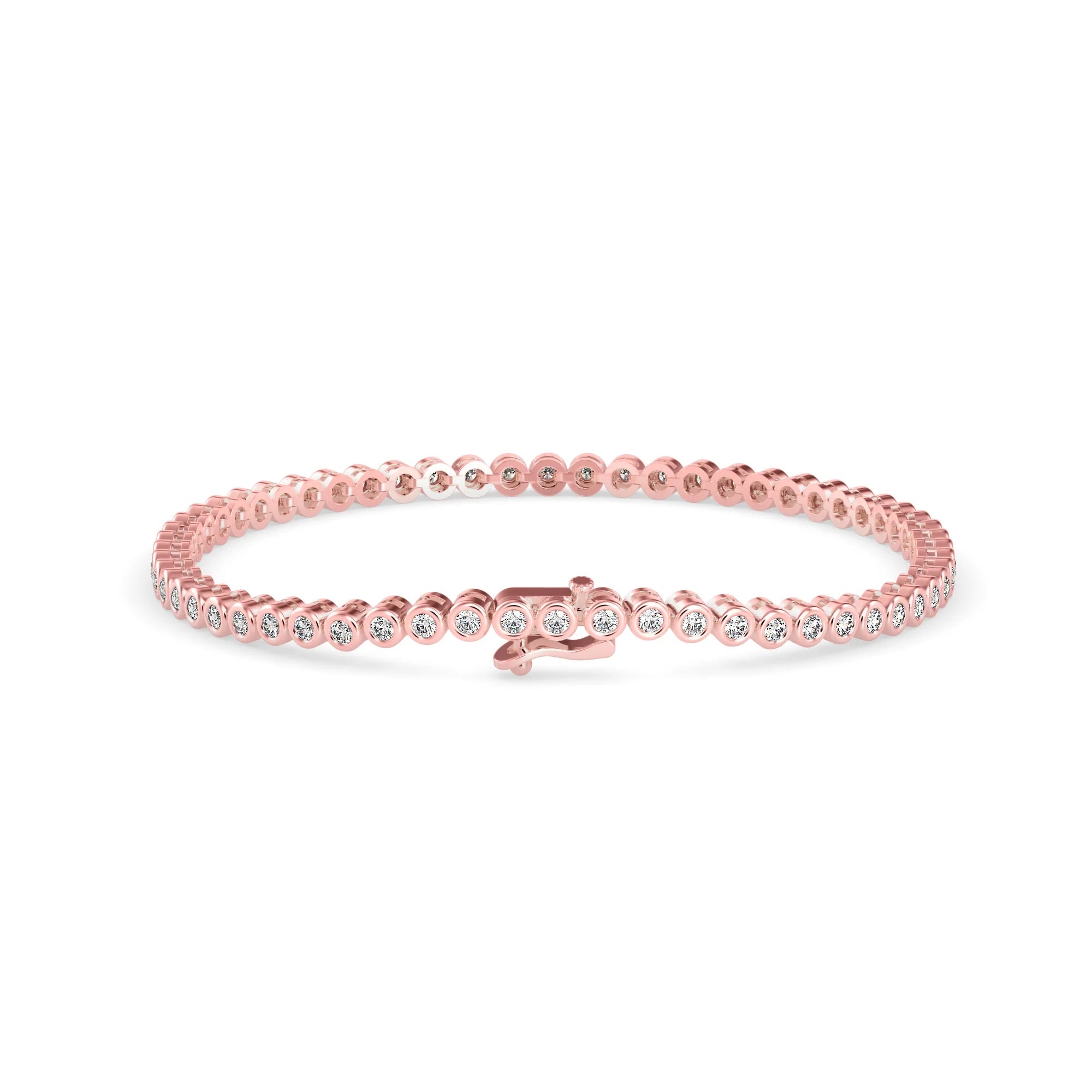 Round Brilliant Cut Lab-Grown Diamond Bezel Tennis Bracelet in Rose Gold