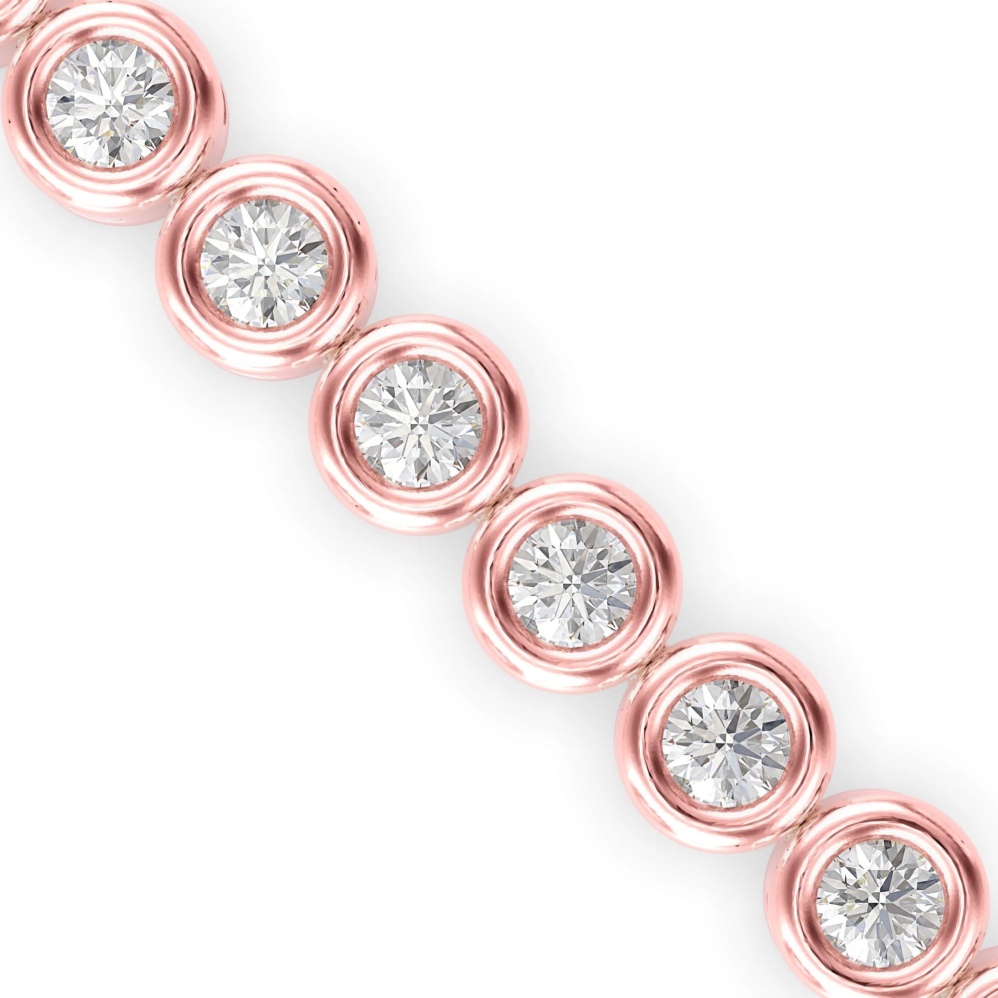 Round Brilliant Cut Lab-Grown Diamond Bezel Tennis Bracelet in Rose Gold