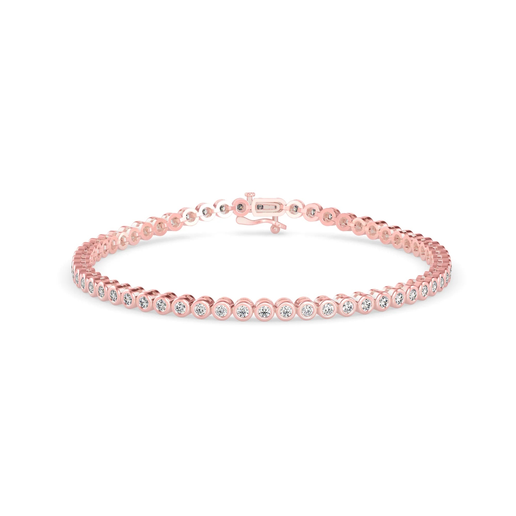 Round Brilliant Cut Lab-Grown Diamond Bezel Tennis Bracelet in Rose Gold