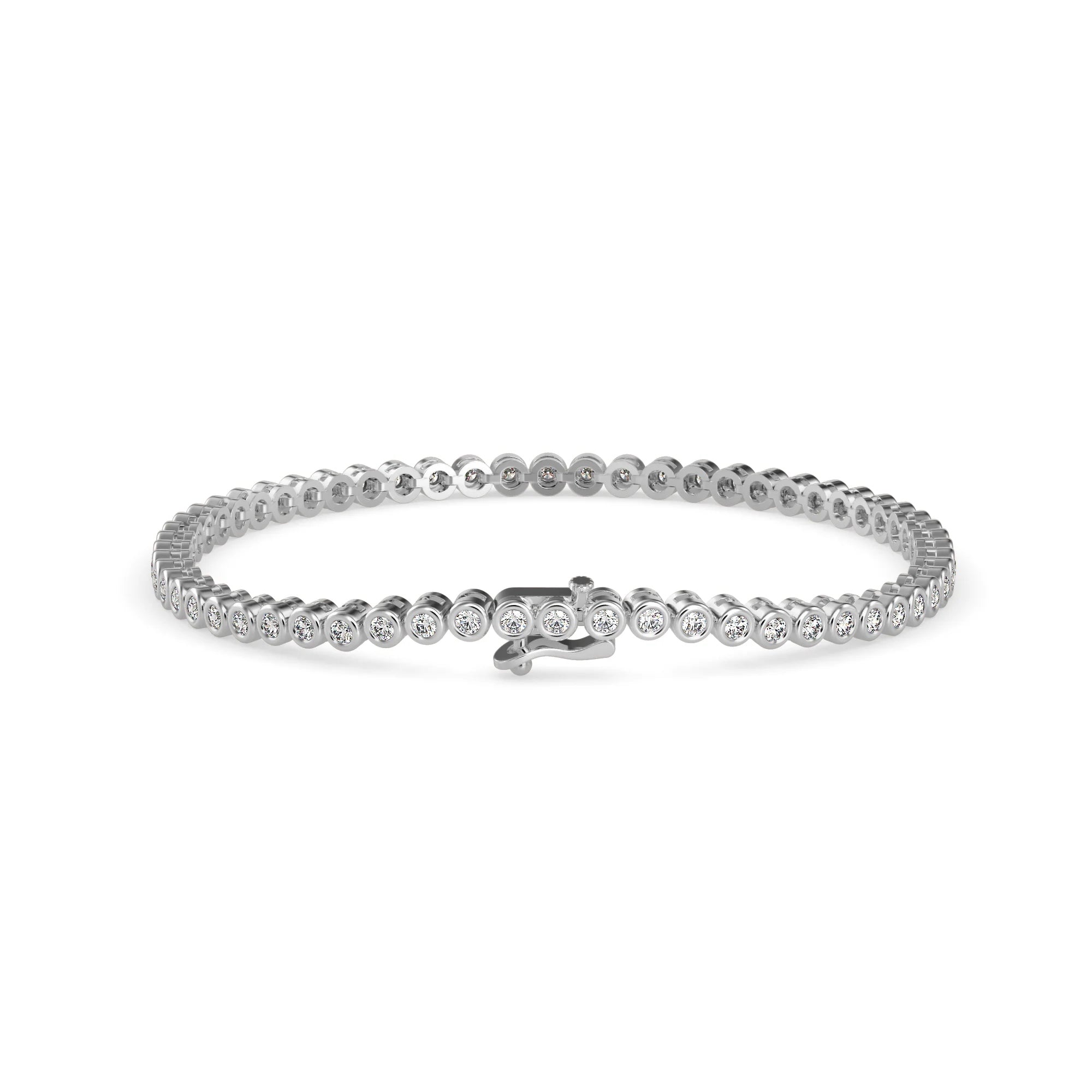 Round Brilliant Cut Lab-Grown Diamond Bezel Tennis Bracelet in White Gold