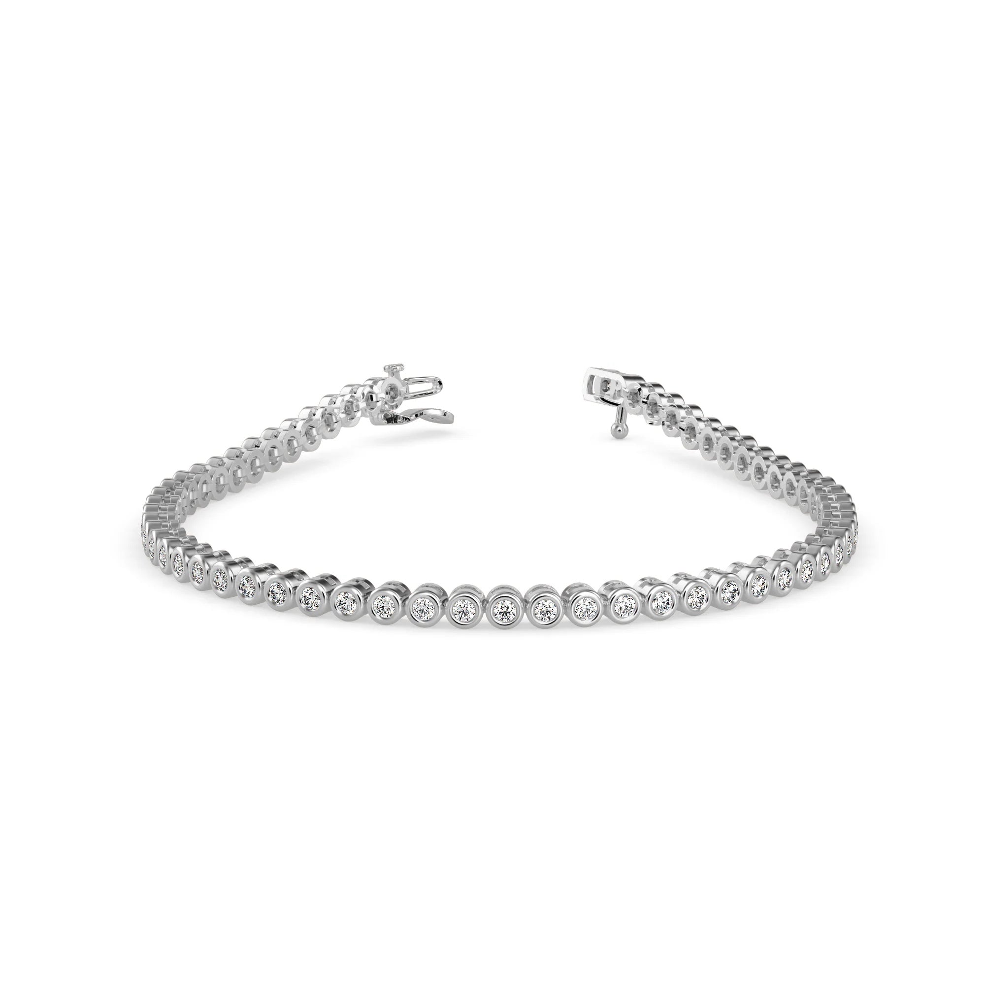 Round Brilliant Cut Lab-Grown Diamond Bezel Tennis Bracelet in White Gold