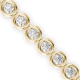 Round Brilliant Cut Lab-Grown Diamond Bezel Tennis Bracelet in Yellow Gold