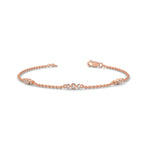 Round Brilliant Cut Lab-Grown Diamond Bezel Trio Station Bracelet in Rose Gold