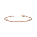 Round Brilliant Cut Lab-Grown Diamond Bezel Trio Station Bracelet in Rose Gold