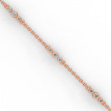 Round Brilliant Cut Lab-Grown Diamond Bezel Trio Station Bracelet in Rose Gold