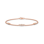 Round Brilliant Cut Lab-Grown Diamond Bezel Trio Station Bracelet in Rose Gold