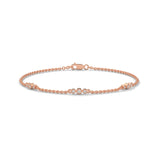 Round Brilliant Cut Lab-Grown Diamond Bezel Trio Station Bracelet in Rose Gold