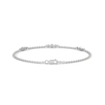 Round Brilliant Cut Lab-Grown Diamond Bezel Trio Station Bracelet in White Gold