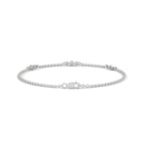 Round Brilliant Cut Lab-Grown Diamond Bezel Trio Station Bracelet in White Gold