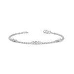 Round Brilliant Cut Lab-Grown Diamond Bezel Trio Station Bracelet in White Gold
