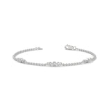 Round Brilliant Cut Lab-Grown Diamond Bezel Trio Station Bracelet in White Gold